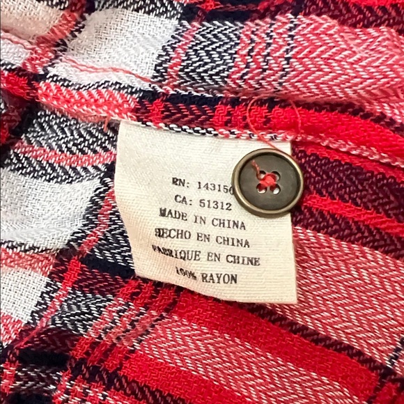 Red Blue and White Plaid Button Down Collard Shirt for Women Soft & Casual - Picture 10 of 11